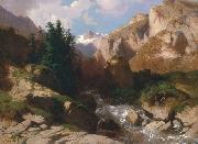 Alexandre Calame Mountain Torrent oil on canvas painting by Alexandre Calame, about 1850-60 oil on canvas